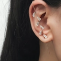 Gold plated climber earring with minimalist row of cubic zirconia stones for women - Trapezoid Stone Style (DZ-649)