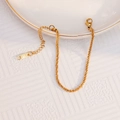 Minimalist 18k gold plated bracelet with spiral chain texture and S18 metal tag - Sparkling Waves