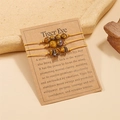 Dreiteiliges Tigerauge-Armband-Set mit verstellbaren braunen Kordeln für Damen - Tigerauge