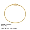 1.5mm golden stainless steel snake chain bracelet for men and women in 14K gold finish - 1.5mm x 16.5cm / Gold