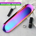 Extra large multicolor stainless steel oval tray with iridescent rainbow electroplated finish - Stainless Steel / Extra Large / Oval Multicolor (30*9.5cm)
