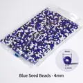 Mix of blue seed beads 4mm size for DIY jewelry making in transparent plastic bag - Blue Tones Mixed 4mm
