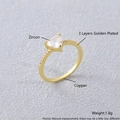 Bague plaquée or avec zircon en forme de cœur et micro-pavage sur anneau en cuivre - Cœur Taille 7