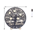 Wooden family tree plaque 30cm with heart details and stand for Mother's Day decor - Our Family (MZ810A) / Black Pen And Wood Stand