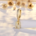 N-letter gold hoop earring with micro-pave white cubic zirconia on a warm floral base - Letter N (Gold)