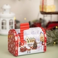 Red Christmas mailbox tin box with Santa Claus and Reindeer design for holiday candy gift - Reindeer and Sleigh