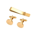 Set fermacravatta dorato lucido e gemelli rotondi per uomo in stile professionale business - Set Gemelli Tondi Oro + Fermacravatta