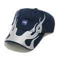 Detailed embroidery of white flame patterns on a navy blue hip-hop baseball cap - M (56-58cm) / Navy Blue