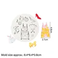 Castle and carriage silicone fondant mold for princess themed cake decoration DIY - Princess Castle Series (15-399) / Gray