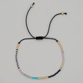 Bohemian handmade multi-color square bead bracelet with adjustable black nylon cord - Black Rope Multi-color Square Tube Beads (MI-B220487E)