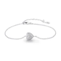 S925 sterling silver heart bracelet with sparkling zircon stones in silver finish - White Zirconia - Silver Plated