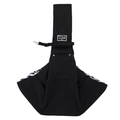 Portable black pet crossbody sling bag with checkered lining for cats and small dogs - With Phone Pocket / Black-Cotton