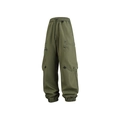 Pantalón cargo verde oliva con cintura con cordón y diseño funcional multibolsillo - M / Verde Militar