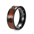 Schwarzer Titanring mit Koaholz-Inlay und drei hawaiianischen Schildkröten-Mustern - US 6 / Schwarz