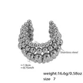 Silver multi-layer beaded stainless steel wide ring in size 7 with polished finish - US 7 / Silver
