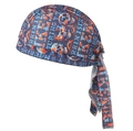Detail of navy quick-dry pirate hat with skull graffiti and adjustable back ties - One Size / Navy Blue
