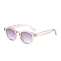 Lunettes de soleil rondes rétro avec monture rose translucide et verres dégradés - Thé Trans Haut Violet Bas Bleu (C61)