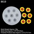 Translucent silicone mold with sunflower shapes and yellow resin flowers on black background - 3# Transparent B619