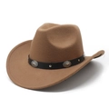 Detail of western cowboy hat with vintage silver studs and floral metal plates - M(56-59CM) / Khaki