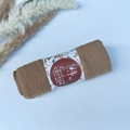 Brown wrinkle cotton viscose pleated shawl scarf with floral paper packaging band - Style #35