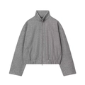Women's casual grey bomber jacket with standing collar and metal zip closure - S / Light Gray