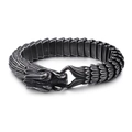 Retro stainless steel dragon scale bracelet with dragon head clasp in gunmetal finish - Retro Black / 23CM
