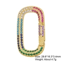 Detailed view of gold oval spring clasp with colorful cubic zirconia and size specs - Style 33: Copper Micro-set Zircon Connecting Clasp