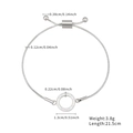 Silver snake chain bracelet with sparkling round charm and adjustable sliding buckle - Silver Rhinestone Round Style (STB2437-ST)