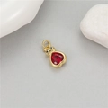 Pendentif insecte doré avec gemme cœur rouge et pierres bleues pour bijoux DIY - Forme de coeur / Abeille / Or + Rouge