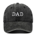 Casquette de baseball rétro en denim noir délavé avec broderie DAD et visière courbée - Réglable / Noir