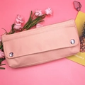 Estuche rosa de tela Oxford con botones a presión metálicos y cremallera suave - Rosa Claro (Sin Broche)