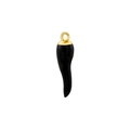Polished black cornicello chili pendant with golden cap for creative DIY jewelry making - VD1480 Gold Black Enamel Chili