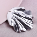 Polished 304 stainless steel silver pendant with unique pleated irregular disc shape - Silver