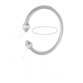 Bracelet câble argenté en acier titane avec embouts en cristal et design torsadé - Z270-Boule Pavée / Bracelet Couleur Acier