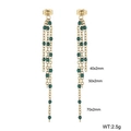 Titanium steel tassel earrings with green resin beads in a vintage gold finish - Gold-Transparent Green