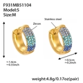 Gold stainless steel earrings featuring blue gradient zircon stones in medium size M - Blue Zirconia (F931-5) / M