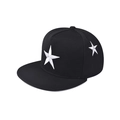 Cappello snapback classico in cotone nero con grandi stelle bianche ricamate - Nero (Stella Bianca)