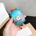 Protective silicone case for AirPods in cyan blue Gatorade bottle design with orange cap - Gatorade + Carabiner / AirPods 1/2 Gen