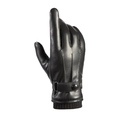 Men's black PU leather winter gloves with touch screen fingers and windproof cuffs - Men's PU Black Triple-Stitch Ribbed