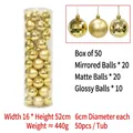 Set di 50 palline di Natale dorate 6cm con finiture opache, lucide e a specchio - 6CM Oro (50 pezzi)