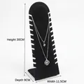 Black velvet necklace display stand with multi-slots, dimensions 30x9x11.5cm - New Necklace Stand Black
