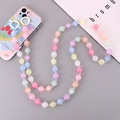 Correa de teléfono cruzada con cuentas de colores macaron y cierres de anillo blanco - Estilo de Cuenta Irregular Brillante Cielo Estrellado