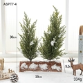 Mini alberi di Natale innevati su base in legno decorazione da tavolo 30cm - 30CM Doppio Albero Innevato