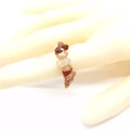 Elastic ring featuring colorful irregular natural stone fragments in amber and brown tones - Red Agate