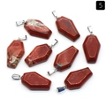 Mini red jasper coffin pendants with silver metal clasps for Halloween jewelry making - Red Jasper