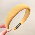 Thick yellow ribbed fabric headband with wide padded design and handmade label detail - Ginger Yellow