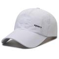 White quick-dry baseball cap with sport print and breathable perforated fabric - Adjustable / White
