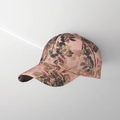 Casquette rose avec feuillage vert foncé et motifs floraux rouges style vintage - Kaki