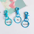 Blue painted metal lobster clasps and keyrings in light, sky, and navy shades - Blue