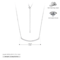 Detail of 925 sterling silver smile necklace with 5A grade zircon measurements and size info - Silver